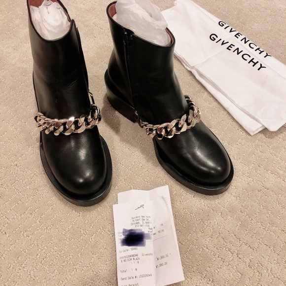 Givenchy Black Leather Chained Link Ankle Boot 38 - Picture 11 of 14
